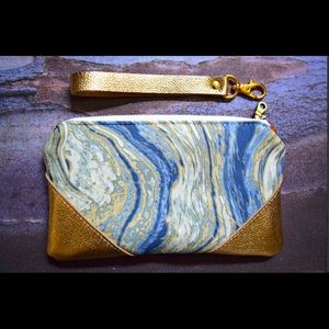 Ocean gold genuine leather wristlet